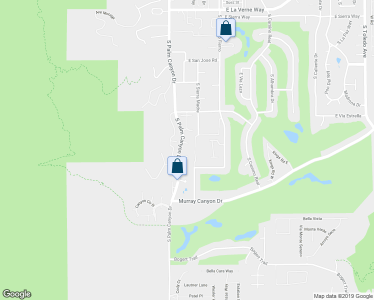 map of restaurants, bars, coffee shops, grocery stores, and more near 2600 South Palm Canyon Drive in Palm Springs