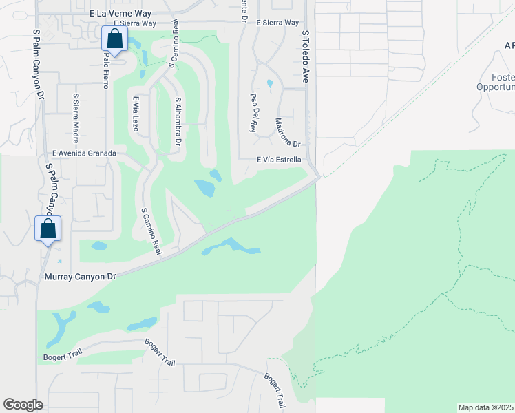 map of restaurants, bars, coffee shops, grocery stores, and more near 1350 East Murray Canyon Drive in Palm Springs