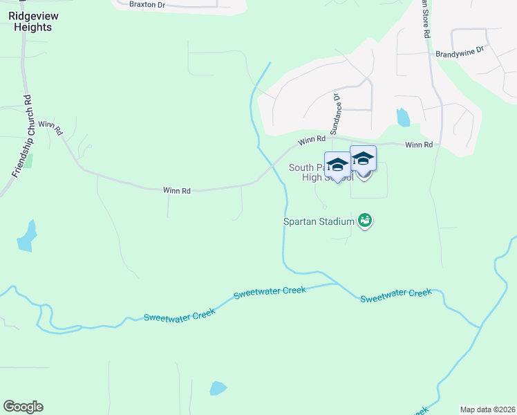 map of restaurants, bars, coffee shops, grocery stores, and more near 896 Winn Road in Douglasville