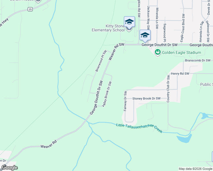 map of restaurants, bars, coffee shops, grocery stores, and more near 1507 Valley Brook Drive Southwest in Jacksonville