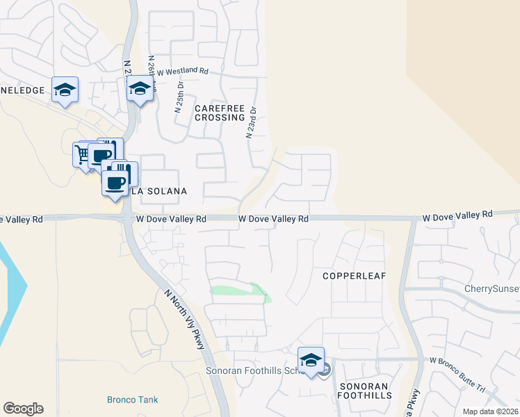 map of restaurants, bars, coffee shops, grocery stores, and more near 33014 North 23rd Avenue in Phoenix
