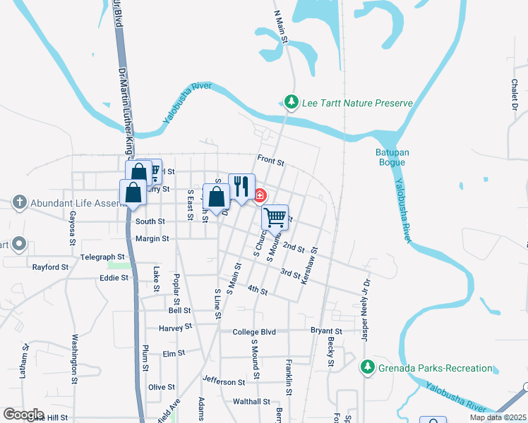 map of restaurants, bars, coffee shops, grocery stores, and more near 223 1st Street in Grenada
