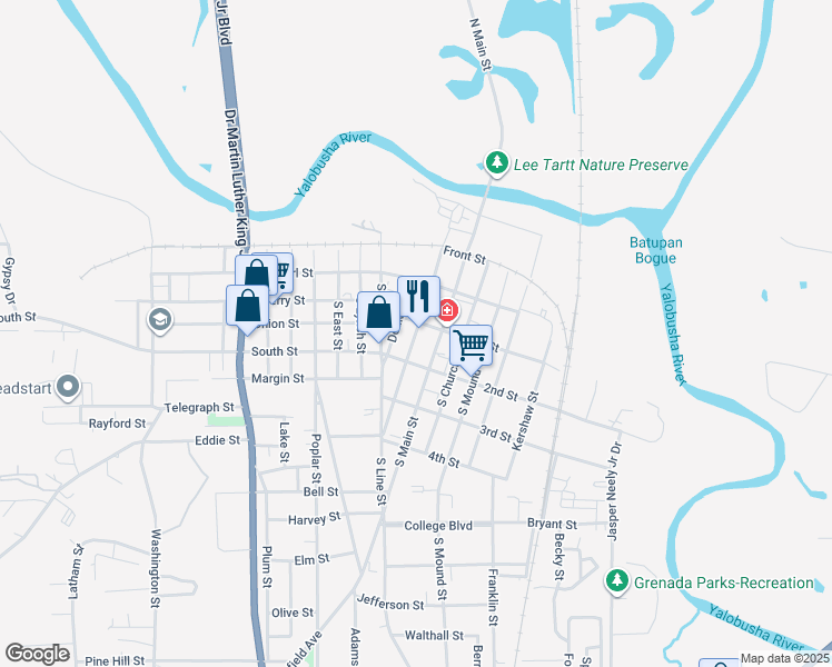 map of restaurants, bars, coffee shops, grocery stores, and more near Green Street in Grenada