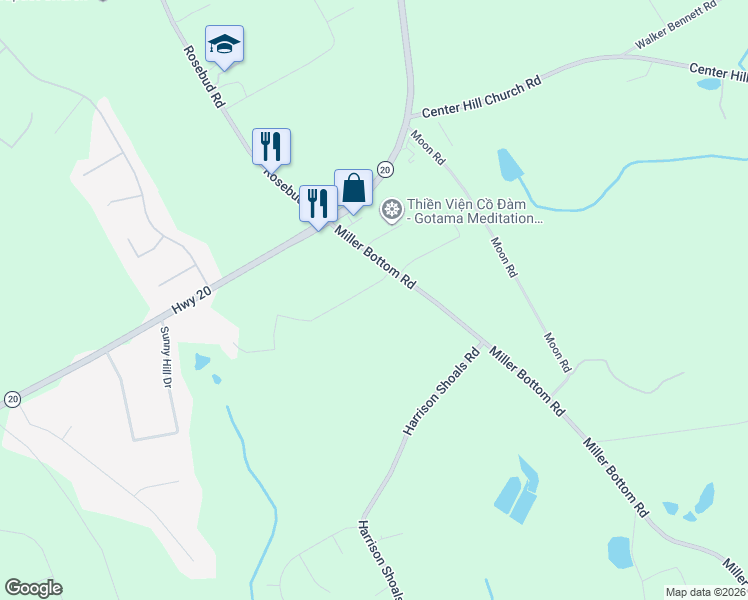 map of restaurants, bars, coffee shops, grocery stores, and more near 5020 Victoria Park Drive in Loganville