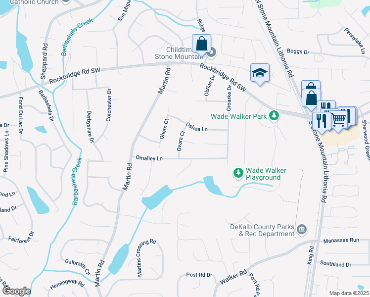 map of restaurants, bars, coffee shops, grocery stores, and more near 470 Ovara Ct in Stone Mountain