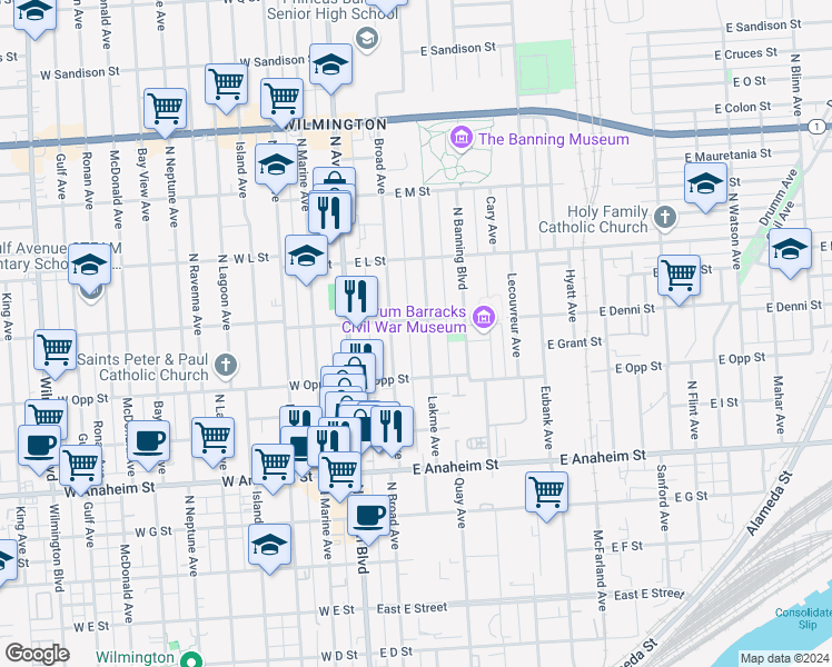 map of restaurants, bars, coffee shops, grocery stores, and more near 1047 Lakme Avenue in Los Angeles