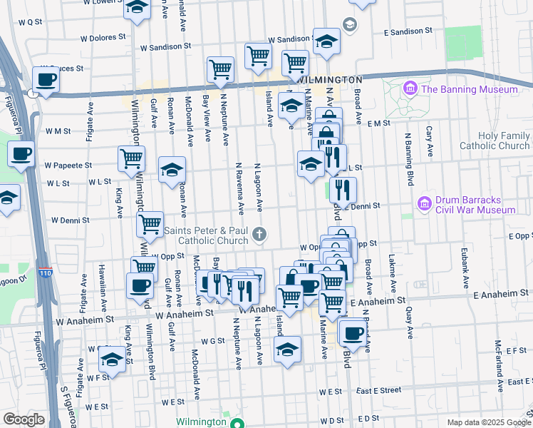 map of restaurants, bars, coffee shops, grocery stores, and more near 1062 North Lagoon Avenue in Los Angeles