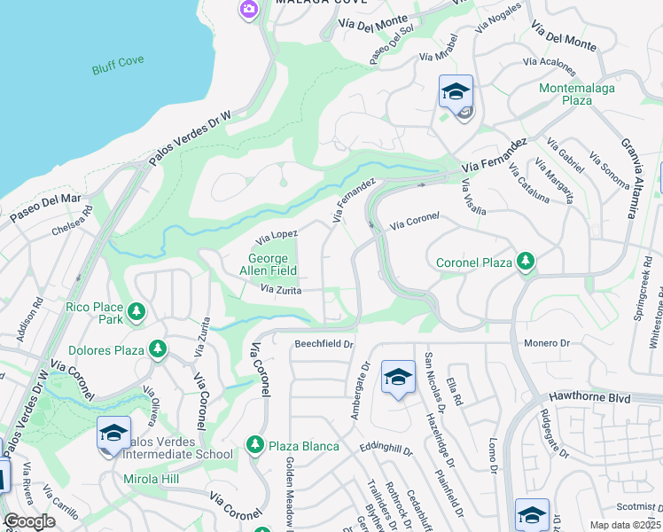 map of restaurants, bars, coffee shops, grocery stores, and more near 1520 Vía Zurita in Palos Verdes Estates
