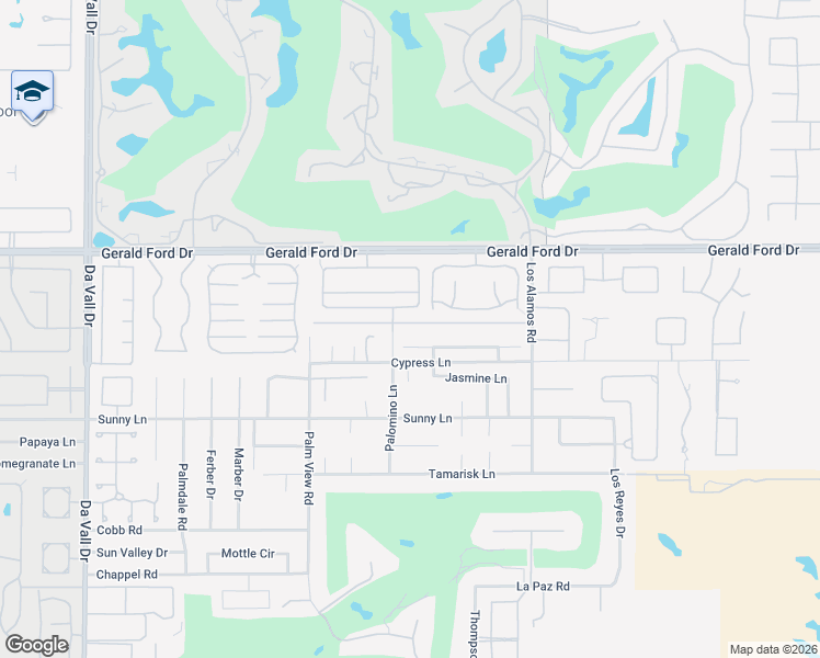 map of restaurants, bars, coffee shops, grocery stores, and more near 12 Boulder Lane in Rancho Mirage
