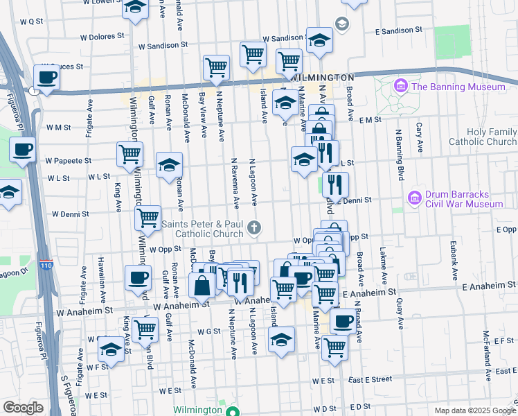 map of restaurants, bars, coffee shops, grocery stores, and more near 1062 North Lagoon Avenue in Los Angeles