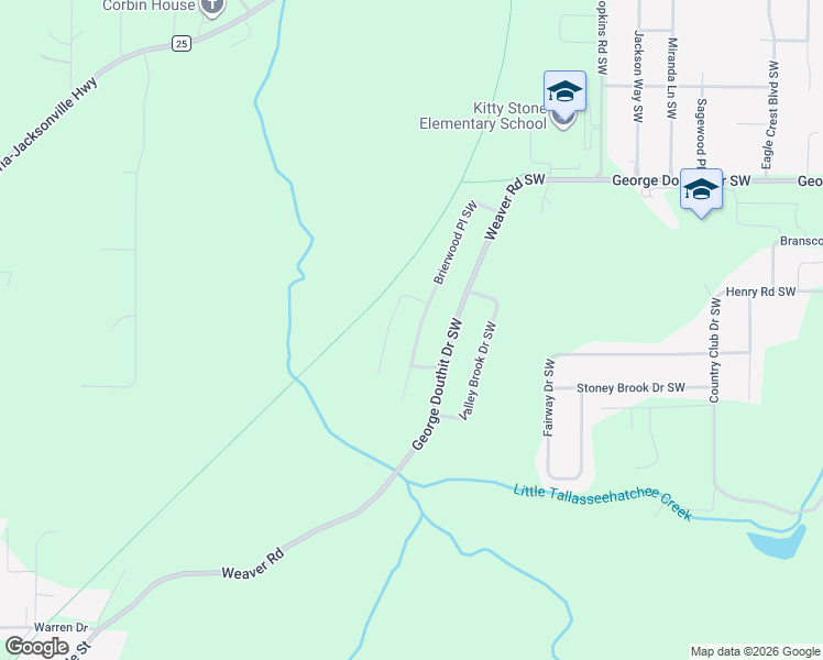 map of restaurants, bars, coffee shops, grocery stores, and more near 1505 Brierwood Place Southwest in Jacksonville