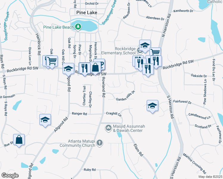 map of restaurants, bars, coffee shops, grocery stores, and more near 500 Prince of Wales in Stone Mountain