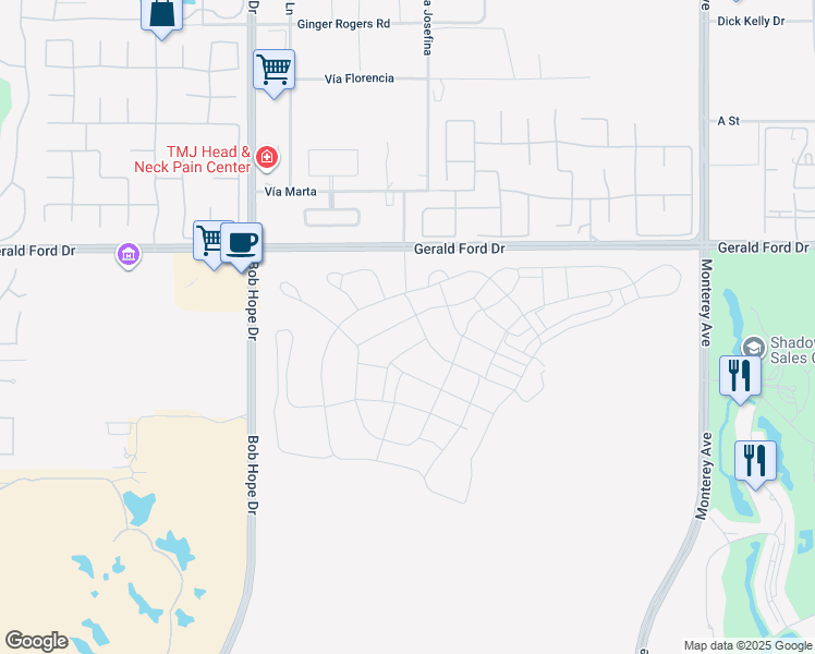 map of restaurants, bars, coffee shops, grocery stores, and more near 7 Brilliance Avenue in Rancho Mirage