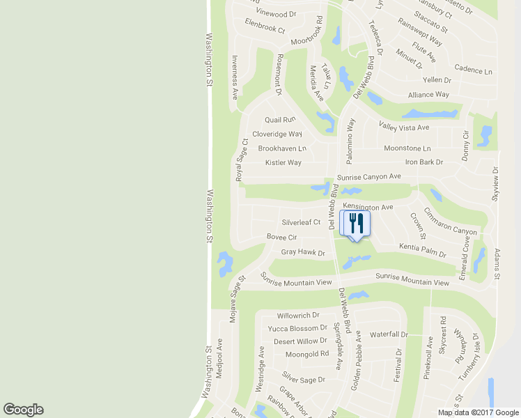 map of restaurants, bars, coffee shops, grocery stores, and more near 78139 Kensington Avenue in Palm Desert