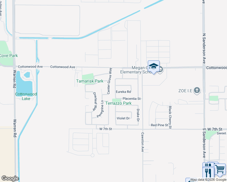 map of restaurants, bars, coffee shops, grocery stores, and more near 312 Gladiolus Way in San Jacinto