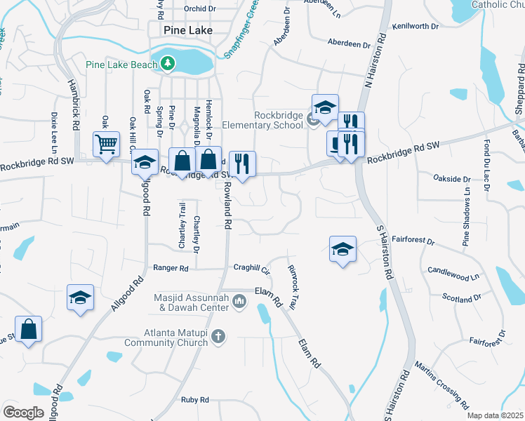 map of restaurants, bars, coffee shops, grocery stores, and more near 462 Prince of Wales in Stone Mountain