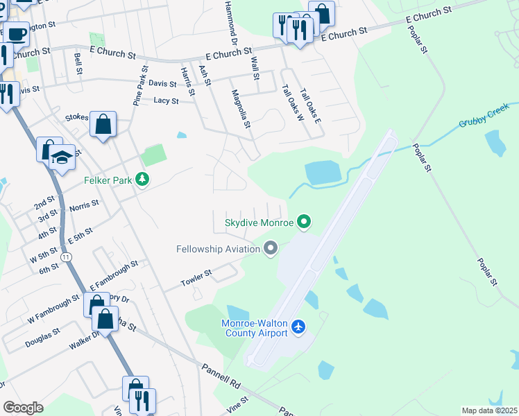 map of restaurants, bars, coffee shops, grocery stores, and more near 833 Store House Court in Monroe