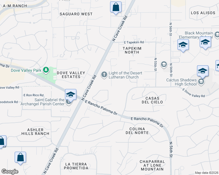 map of restaurants, bars, coffee shops, grocery stores, and more near 5200-5398 E Dove Valley Rd in Cave Creek