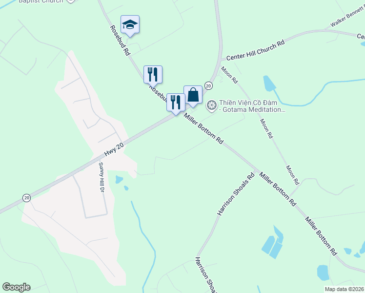 map of restaurants, bars, coffee shops, grocery stores, and more near 5065 Victoria Park Drive in Loganville