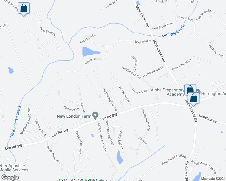 map of restaurants, bars, coffee shops, grocery stores, and more near 3830 Knotts Pass Road Southwest in Snellville