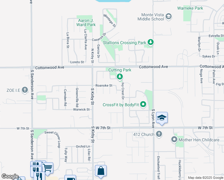 map of restaurants, bars, coffee shops, grocery stores, and more near 293 Percheron Court in San Jacinto