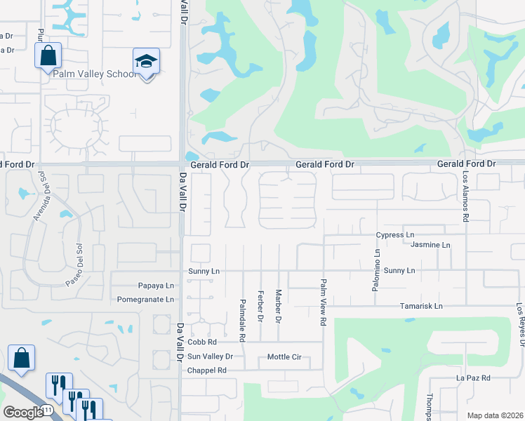 map of restaurants, bars, coffee shops, grocery stores, and more near 201 International Boulevard in Rancho Mirage