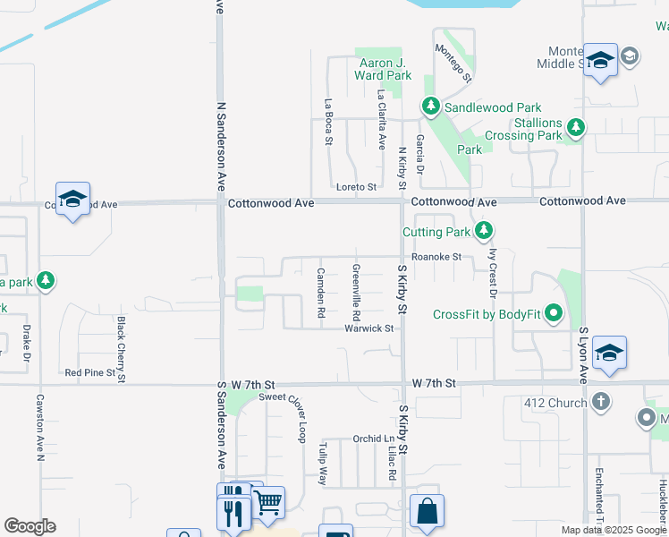 map of restaurants, bars, coffee shops, grocery stores, and more near 2049 Albany Court in San Jacinto