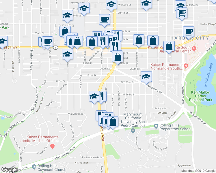 map of restaurants, bars, coffee shops, grocery stores, and more near 26214 Alta Vista Avenue in Los Angeles