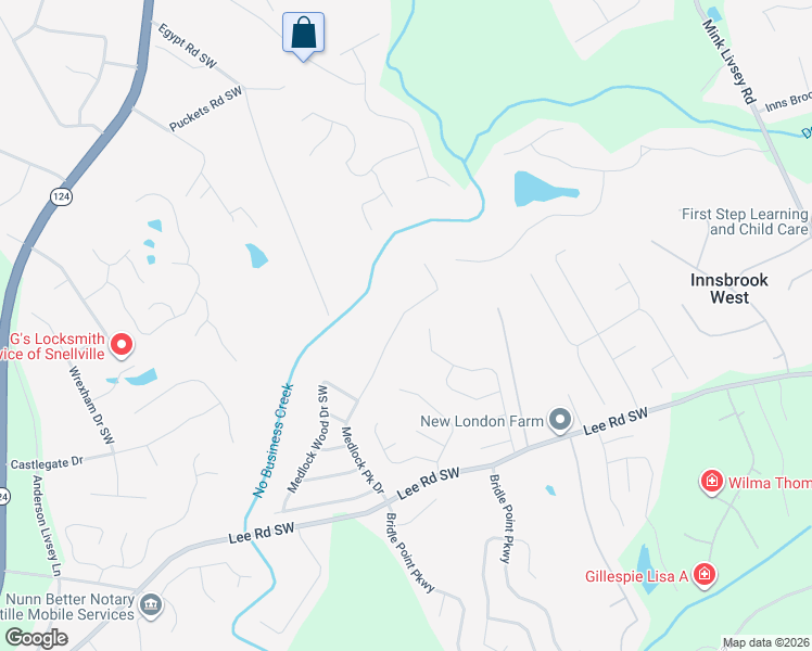 map of restaurants, bars, coffee shops, grocery stores, and more near 3970 Medlock Park Drive in Snellville