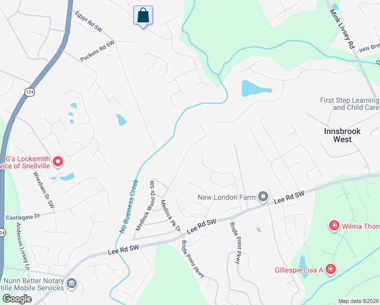 map of restaurants, bars, coffee shops, grocery stores, and more near 3970 Medlock Park Drive in Snellville