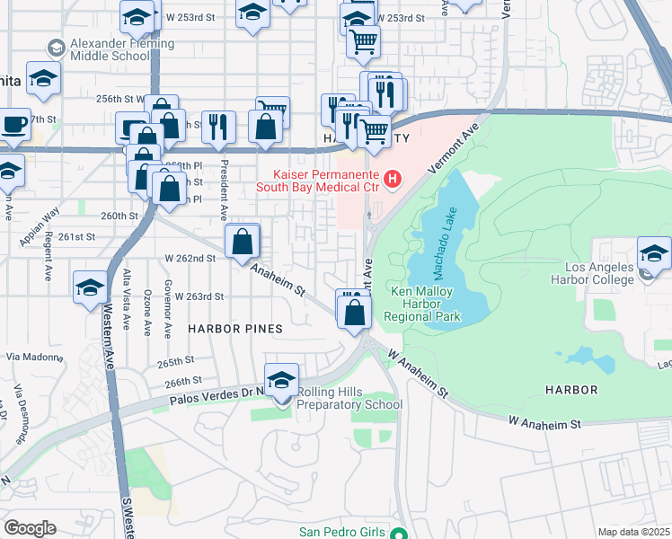 map of restaurants, bars, coffee shops, grocery stores, and more near in Los Angeles County