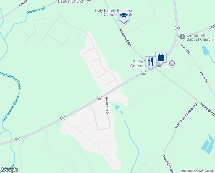 map of restaurants, bars, coffee shops, grocery stores, and more near 2041 Meadowglen Lane in Loganville