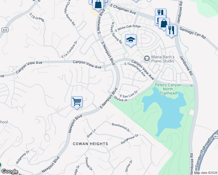 map of restaurants, bars, coffee shops, grocery stores, and more near in Orange