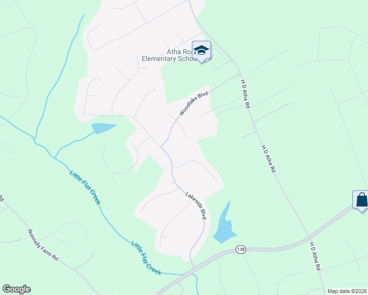 map of restaurants, bars, coffee shops, grocery stores, and more near 4070 Lakeside Boulevard in Monroe