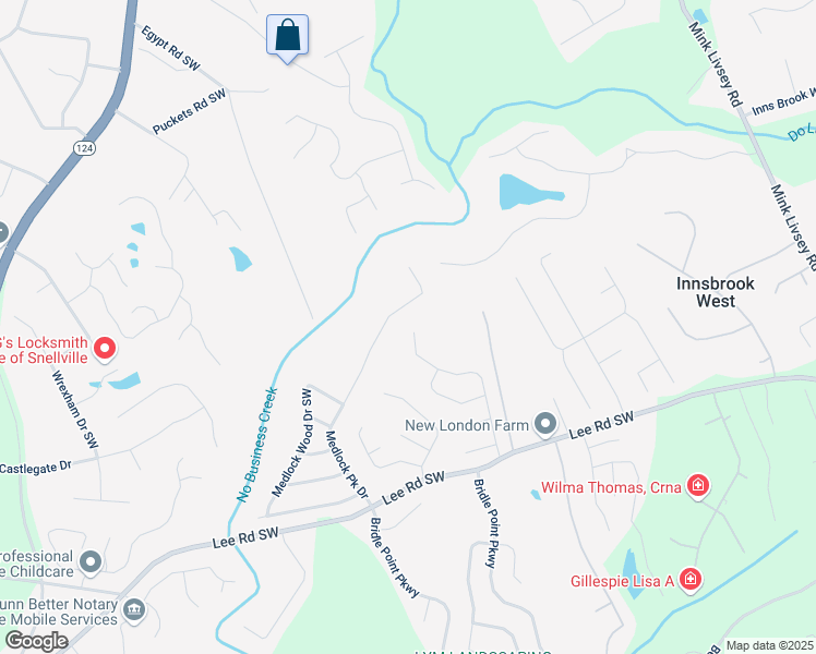 map of restaurants, bars, coffee shops, grocery stores, and more near 4061 Preserve Trail Southwest in Snellville