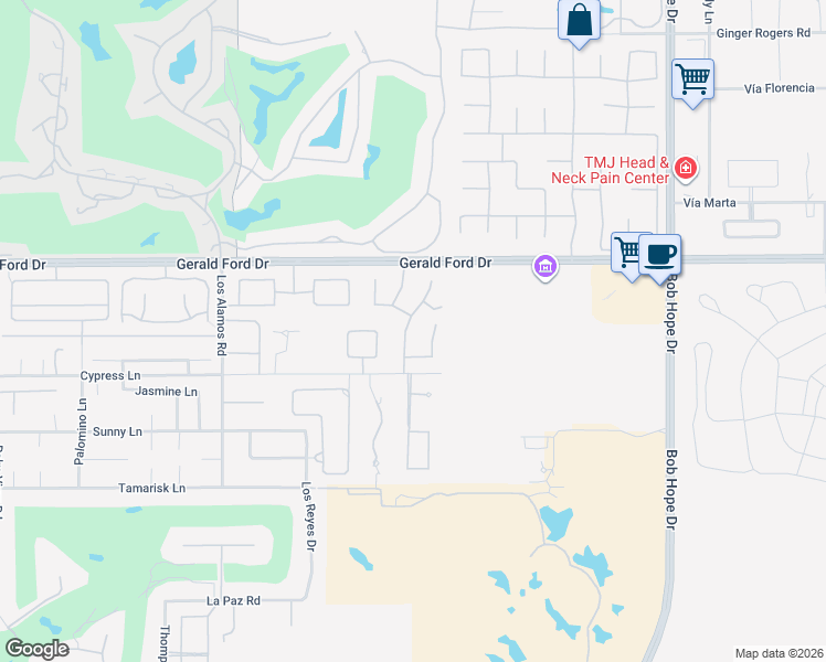 map of restaurants, bars, coffee shops, grocery stores, and more near 49 Santo Domingo Drive in Rancho Mirage