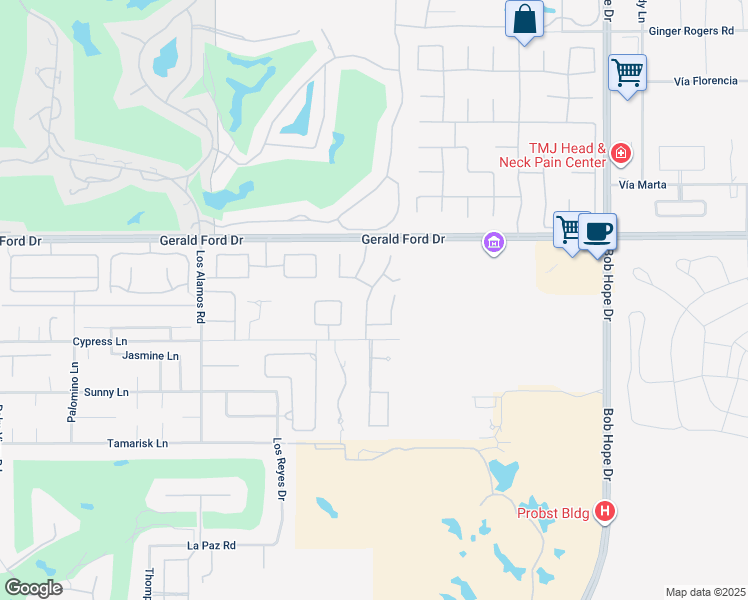 map of restaurants, bars, coffee shops, grocery stores, and more near 49 Santo Domingo Drive in Rancho Mirage