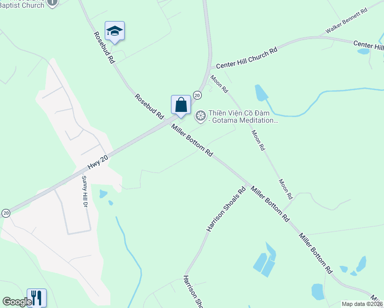 map of restaurants, bars, coffee shops, grocery stores, and more near 5020 Victoria Park Dr in Loganville