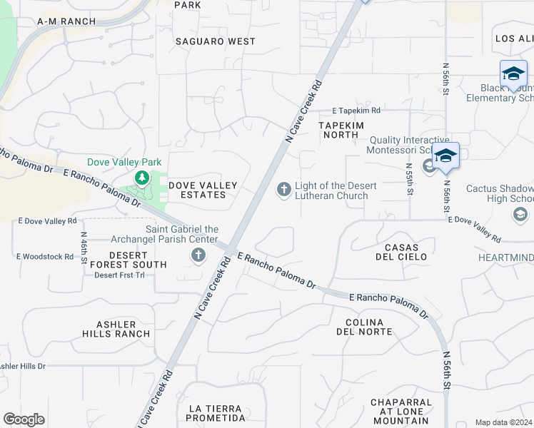 map of restaurants, bars, coffee shops, grocery stores, and more near 33027 North Cave Creek Road in Cave Creek