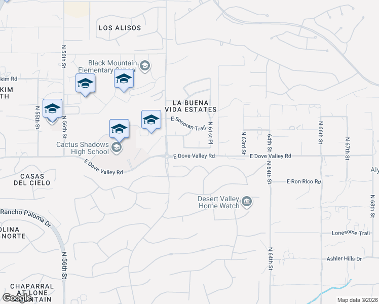 map of restaurants, bars, coffee shops, grocery stores, and more near 6112 East Sienna Bouquet Place in Cave Creek
