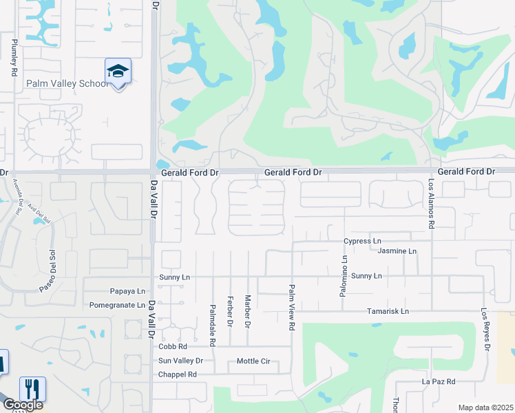 map of restaurants, bars, coffee shops, grocery stores, and more near 39 International Boulevard in Rancho Mirage