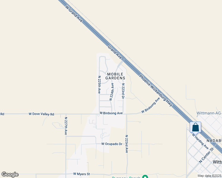 map of restaurants, bars, coffee shops, grocery stores, and more near 22415 West Mellow Street in Wittmann