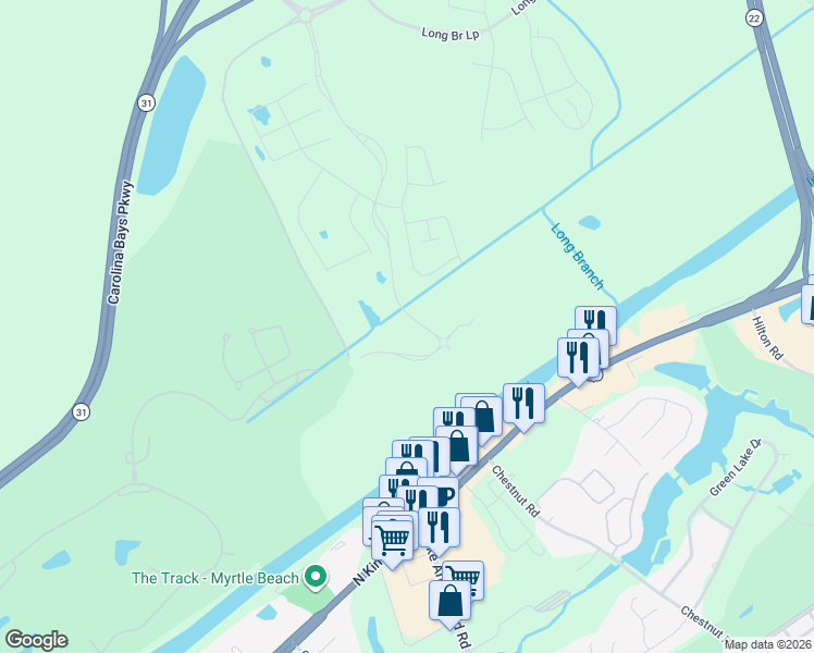 map of restaurants, bars, coffee shops, grocery stores, and more near 707 Long Bay Rd in Longs