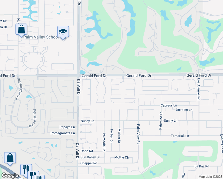 map of restaurants, bars, coffee shops, grocery stores, and more near International Boulevard in Rancho Mirage