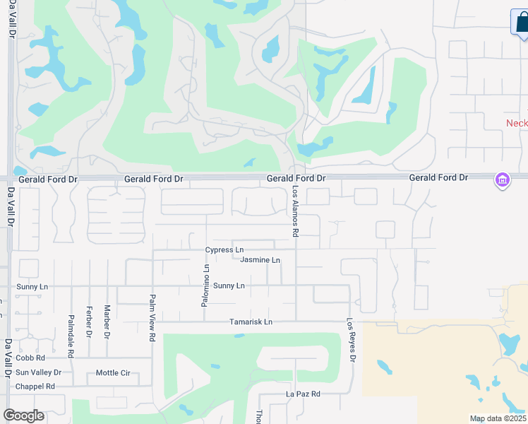 map of restaurants, bars, coffee shops, grocery stores, and more near 44 San Marino Circle in Rancho Mirage