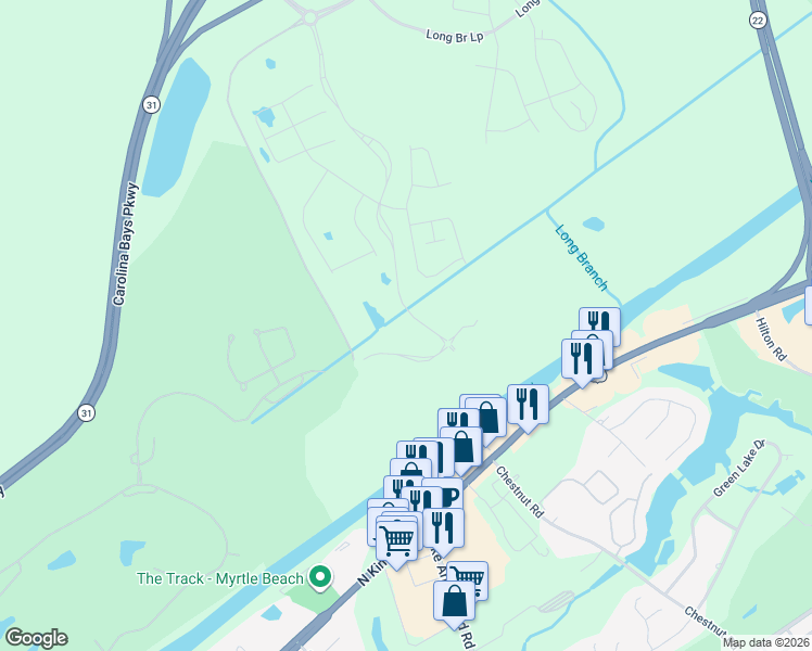 map of restaurants, bars, coffee shops, grocery stores, and more near 9731 U.S. 17 in Longs