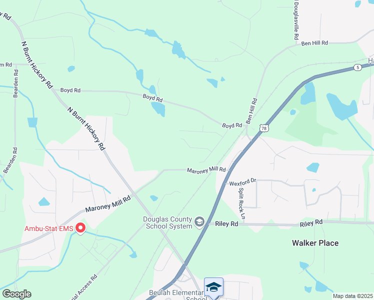map of restaurants, bars, coffee shops, grocery stores, and more near 4031 Canebrake Lane in Douglasville