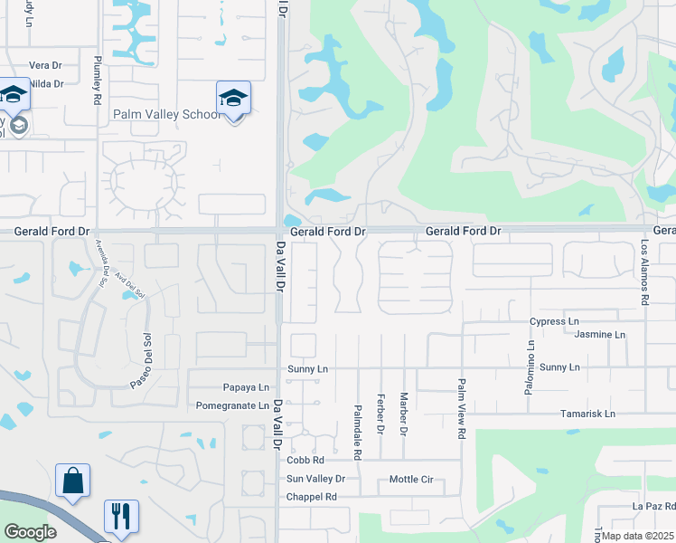 map of restaurants, bars, coffee shops, grocery stores, and more near 46 Lincoln Place in Rancho Mirage