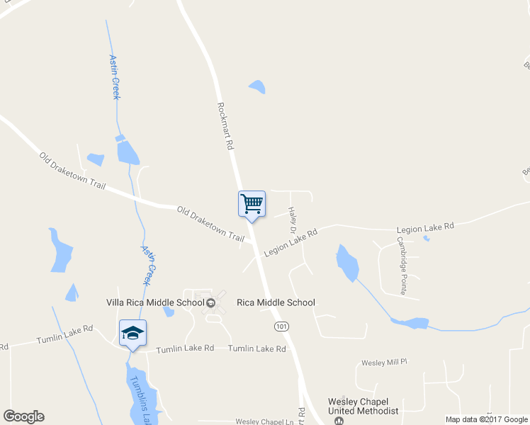 map of restaurants, bars, coffee shops, grocery stores, and more near 119 Glenda Court in Villa Rica