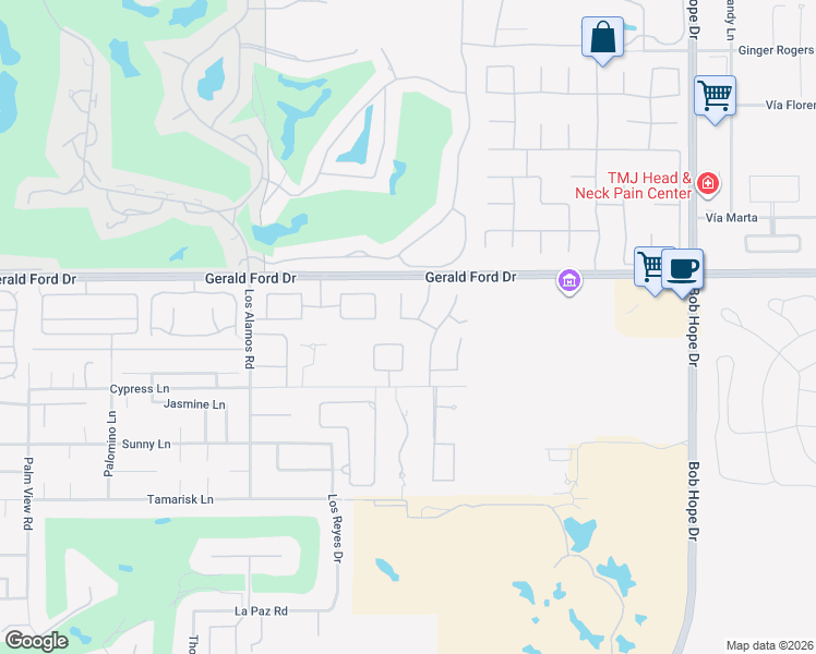 map of restaurants, bars, coffee shops, grocery stores, and more near 12 Santa Clara Drive in Rancho Mirage